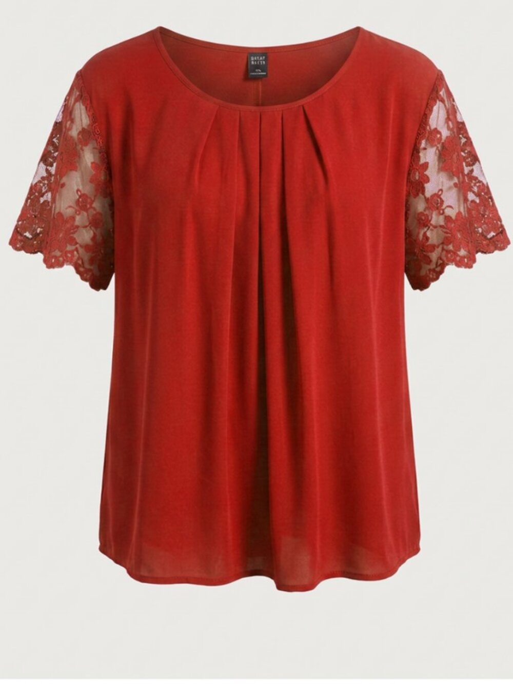 Cranberry Blouse with Lace Sleeves